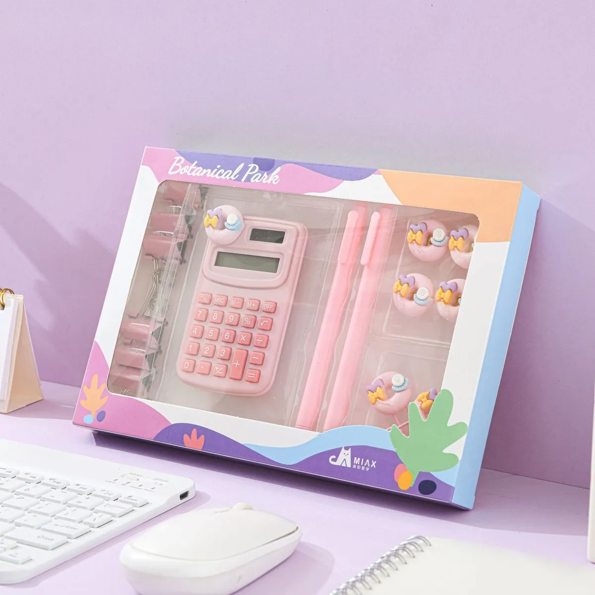 Fashion Cartoon Cute Pen Calculator Paper Clip Stationery Set