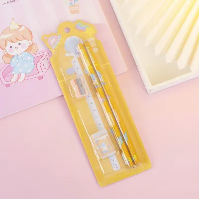 Fashion Cartoon Cute Pencil Eraser Sharpener 5-Piece Stationery Set