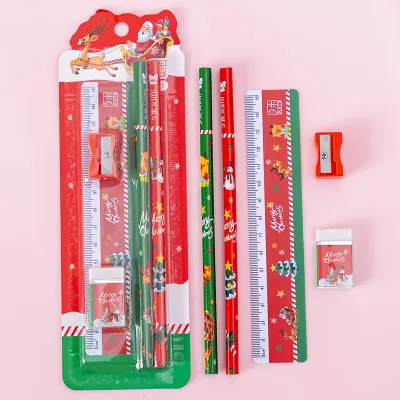 Fashion Cartoon Cute Pencil Eraser Sharpener 5-Piece Stationery Set