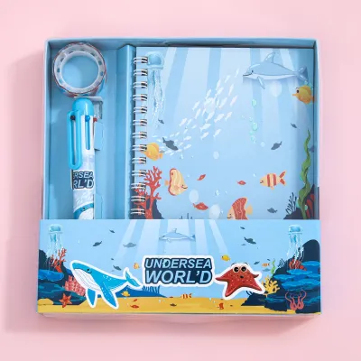 Fashion Cartoon Pen Tape Loose-Leaf Notebook Stationery Set