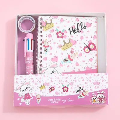 Fashion Cartoon Pen Tape Loose-Leaf Notebook Stationery Set