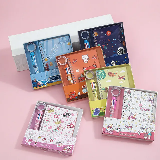 Fashion Cartoon Pen Tape Loose-Leaf Notebook Stationery Set
