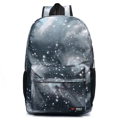 Children Fashion Boys Girls Color Matching Starlit Sky Canvas Backpack School Bag
