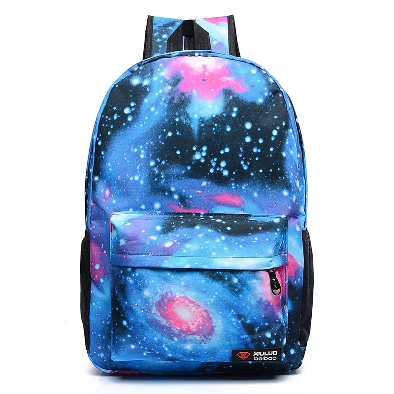 Children Fashion Boys Girls Color Matching Starlit Sky Canvas Backpack School Bag
