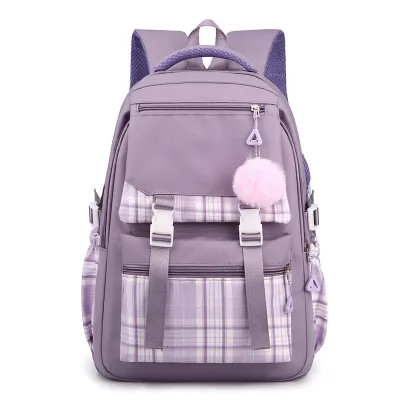 Children Fashion Boys Girls Color Matching Multi Layer Canvas Backpack School Bag
