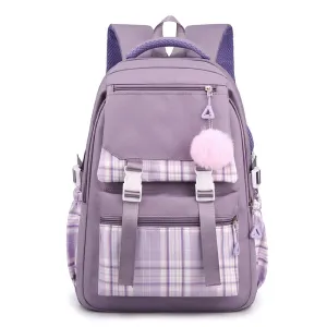 Children Fashion Boys Girls Color Matching Multi Layer Canvas Backpack School Bag