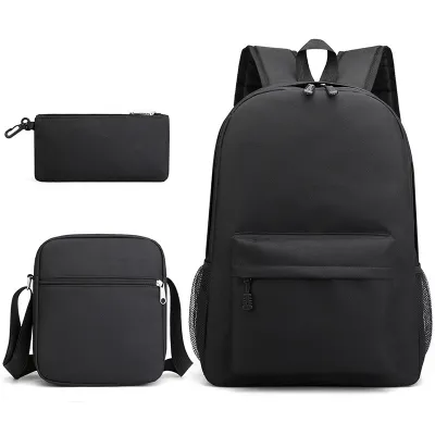Children Fashion Girls Boys Color Matching Starry Sky Canvas 3-Piece Backpack School Bag
