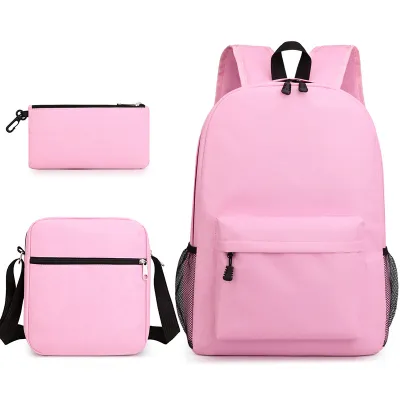 Children Fashion Girls Boys Color Matching Starry Sky Canvas 3-Piece Backpack School Bag