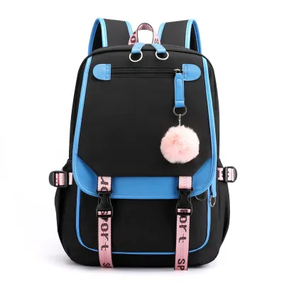 Children Fashion Large Capacity Color Matching Canvas Backpack School Bag