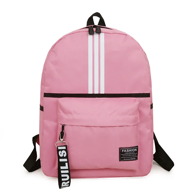 Children Fashion Simple Girls Boys Color Matching Stripe Oxford Cloth Canvas Backpack School Bag Fits 14 Inch Laptop
