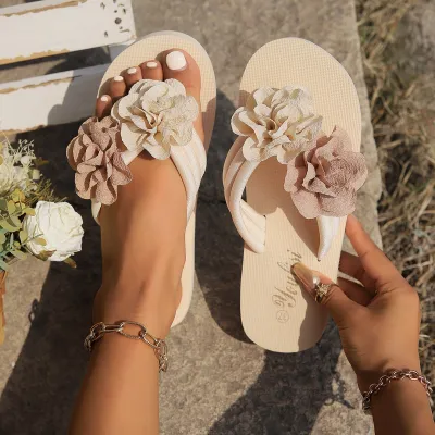 Women Fashion Casual Beach Floral Flip-Flops Platform Slippers