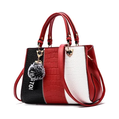 Women Fashion Simple Color Block Stone Pattern Pendant Handbag