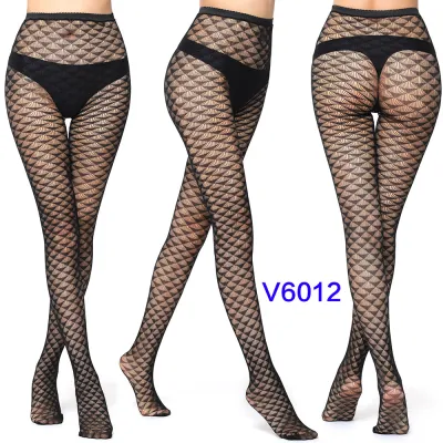 Women Fashion Sexy Pattern Printed Hollow Jacquard Fishnet Stockings