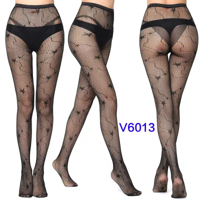 Women Fashion Sexy Pattern Printed Hollow Jacquard Fishnet Stockings