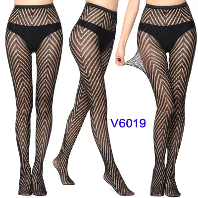 Women Fashion Sexy Pattern Printed Hollow Jacquard Fishnet Stockings
