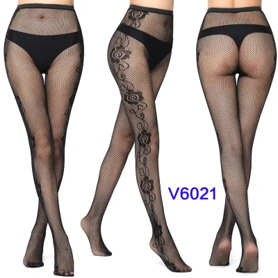 Women Fashion Sexy Pattern Printed Hollow Jacquard Fishnet Stockings