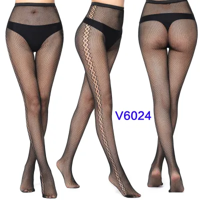 Women Fashion Sexy Pattern Printed Hollow Jacquard Fishnet Stockings