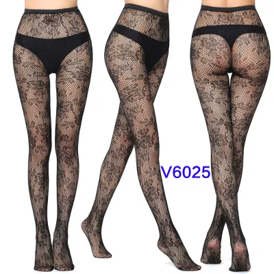 Women Fashion Sexy Pattern Printed Hollow Jacquard Fishnet Stockings