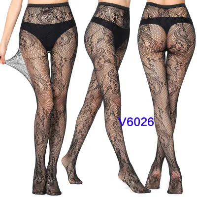 Women Fashion Sexy Pattern Printed Hollow Jacquard Fishnet Stockings