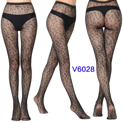 Women Fashion Sexy Pattern Printed Hollow Jacquard Fishnet Stockings