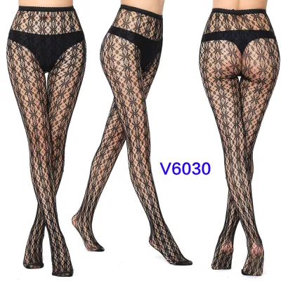 Women Fashion Sexy Pattern Printed Hollow Jacquard Fishnet Stockings