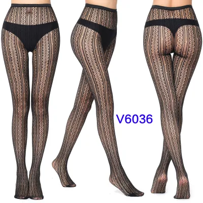Women Fashion Sexy Pattern Printed Hollow Jacquard Fishnet Stockings