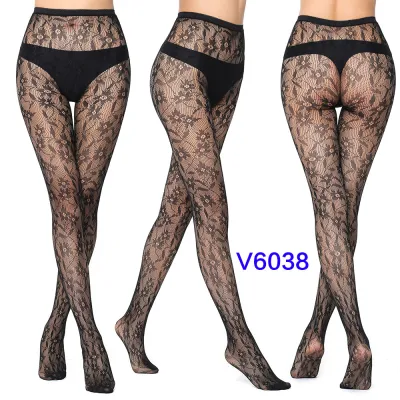 Women Fashion Sexy Pattern Printed Hollow Jacquard Fishnet Stockings