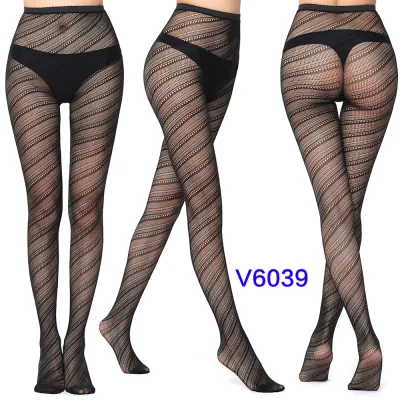 Women Fashion Sexy Pattern Printed Hollow Jacquard Fishnet Stockings
