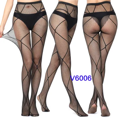 Women Fashion Sexy Pattern Printed Hollow Jacquard Fishnet Stockings