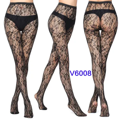 Women Fashion Sexy Pattern Printed Hollow Jacquard Fishnet Stockings