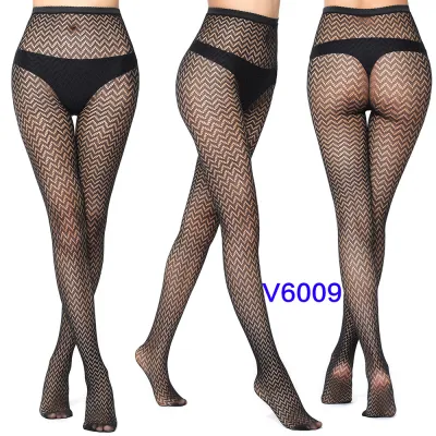 Women Fashion Sexy Pattern Printed Hollow Jacquard Fishnet Stockings