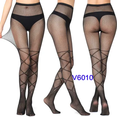 Women Fashion Sexy Pattern Printed Hollow Jacquard Fishnet Stockings
