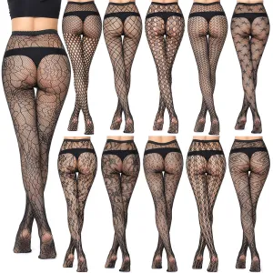 Women Fashion Sexy Pattern Printed Hollow Jacquard Fishnet Stockings