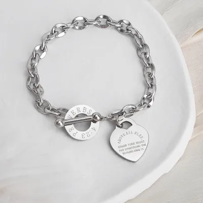 Women's Fashion Heart Circle Buckle Titanium Steel Chain Bracelet