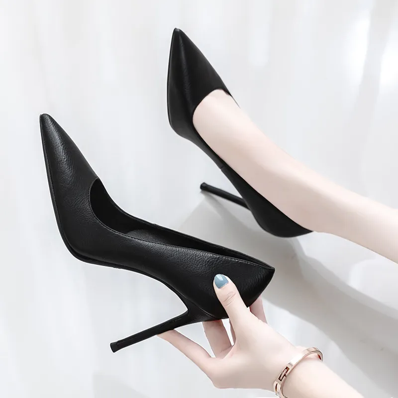 Women Simple Solid Color Pointed Toe Thin Super High Heel Office Shoes Heels