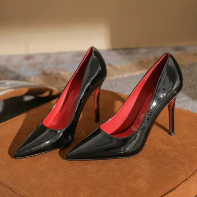 Women Fashion Sexy Patent Leather Pointed Toe High Heel Shoes
