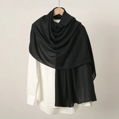 Women Fashion Casual Solid Color Simple Cotton And Linen Scarf