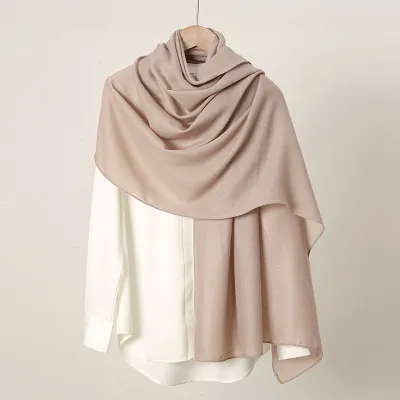 Women Fashion Casual Solid Color Simple Cotton And Linen Scarf