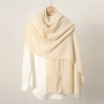 Women Fashion Casual Solid Color Simple Cotton And Linen Scarf