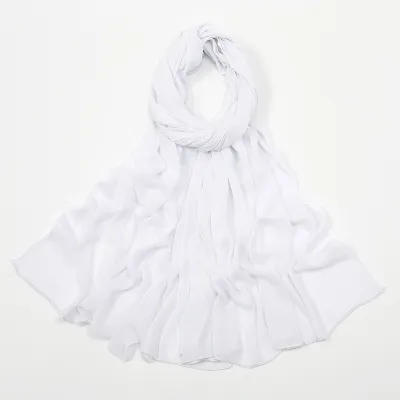 Women Fashion Casual Solid Color Cotton Blend Wrinkled Hijab Scarf