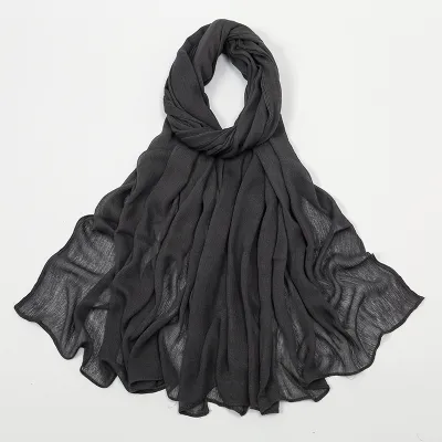 Women Fashion Casual Solid Color Cotton Blend Wrinkled Hijab Scarf