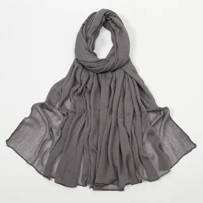 Women Fashion Casual Solid Color Cotton Blend Wrinkled Hijab Scarf