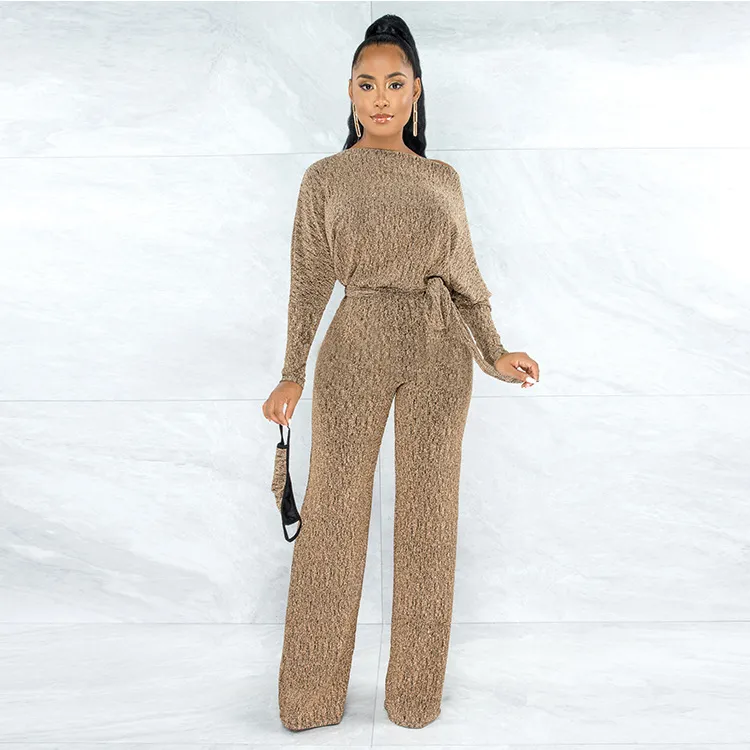 Women Casual Elegant Long-Sleeve Bat Sleeve Jumpsuits