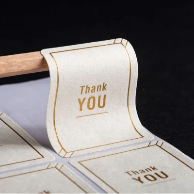 Thank You Sticker Concave-Convex Embossed Gilding Seal Sticker 100pcs