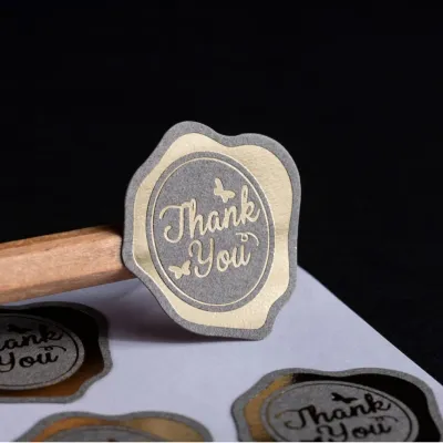 Thank You Sticker Concave-Convex Embossed Gilding Seal Sticker 100pcs