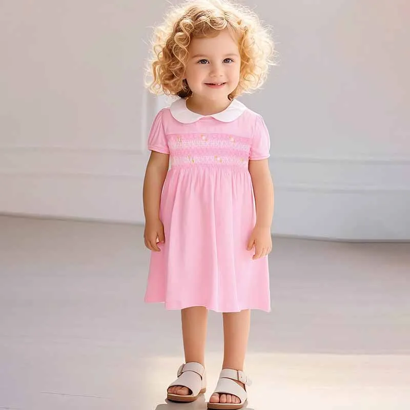 Kids Toddler Girls Cute Cartoon Printed Short Sleeve Cotton Princess Dress
