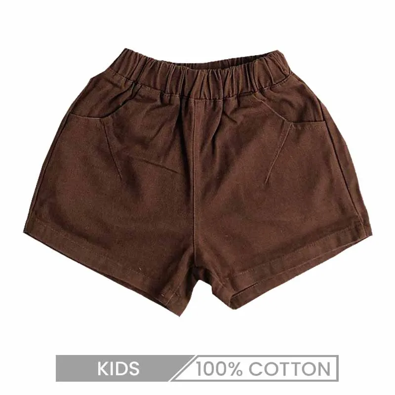 Kids Unisex Basic Solid Color Elastic Waist Shorts