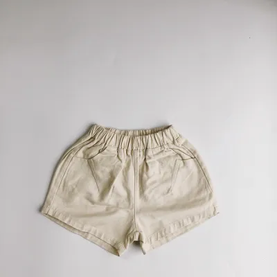 Kids Unisex Basic Solid Color Elastic Waist Shorts