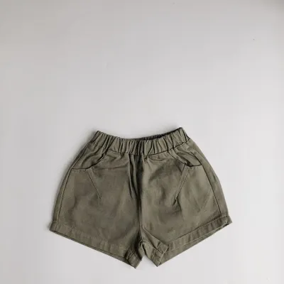 Kids Unisex Basic Solid Color Elastic Waist Shorts