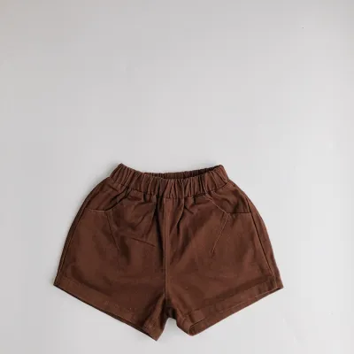 Kids Unisex Basic Solid Color Elastic Waist Shorts